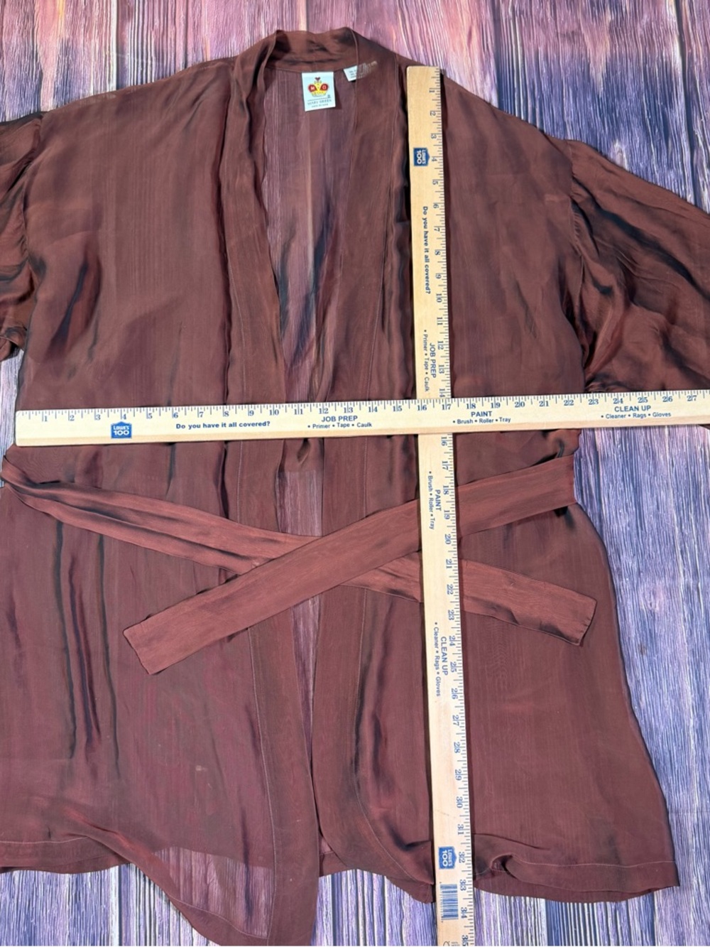 Vintage Mary Green Brown Iridescent Silk Blend Robe Women’s OS Dollette Romantic - Picture 7 of 8